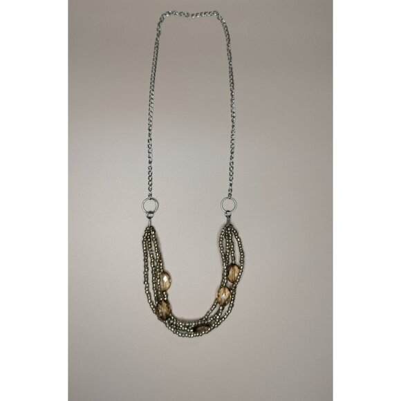 Cato Long Multi Strand Necklace Beaded Layered Chain Statement Jewelry Cream Tan - Picture 14 of 14